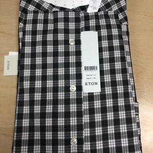 Eton Shirts - Eton Grey Check Spread Collar Eton Shirts - Eton Grey Check Spread Collar